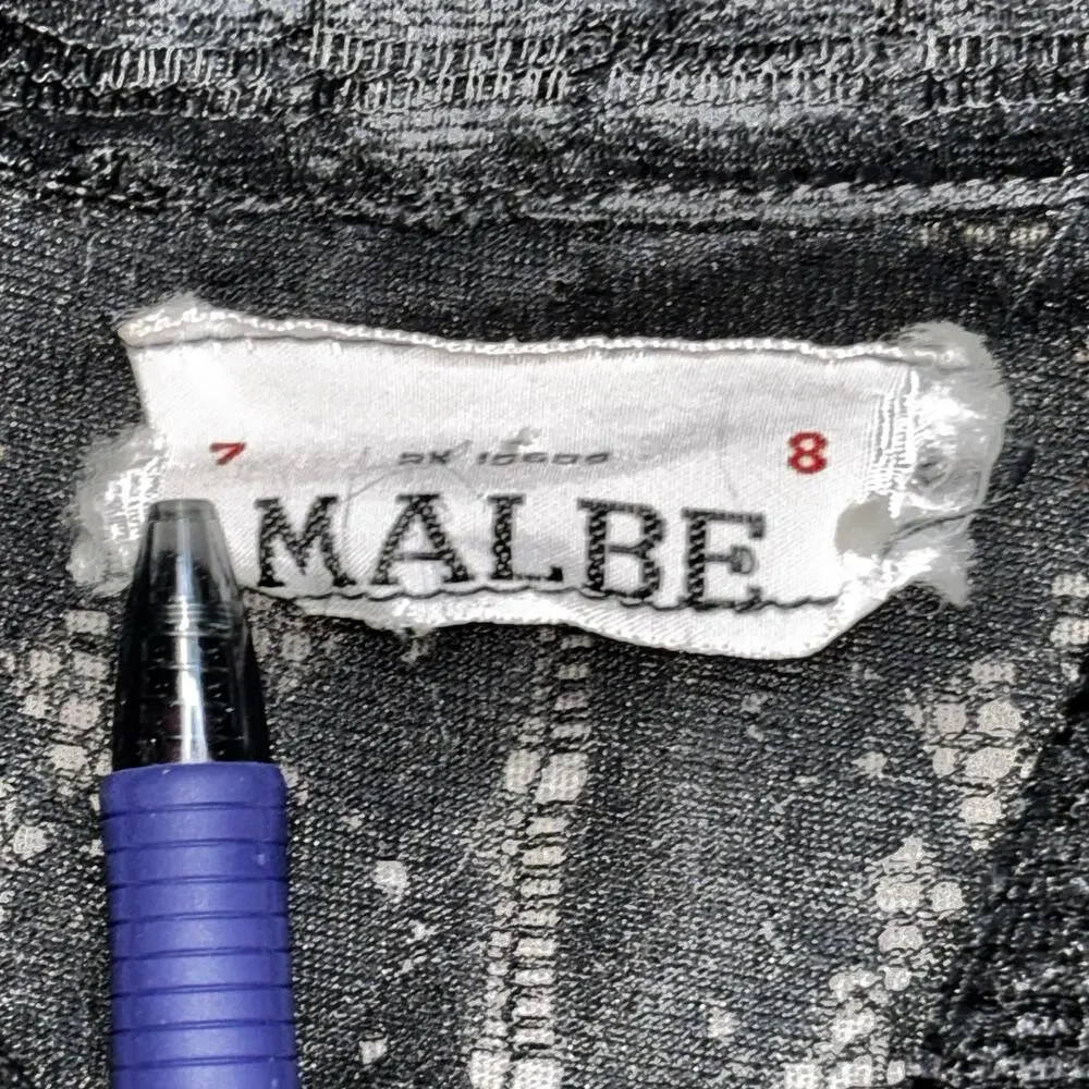 Vintage 60-70's MALBE Black Textured Blouse Womens Size 8 Button Front LS Lace - Picture 2 of 7